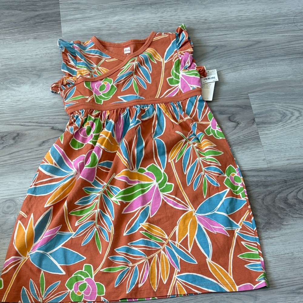Tea Collection Multicolor Leaf Print Kids Dress